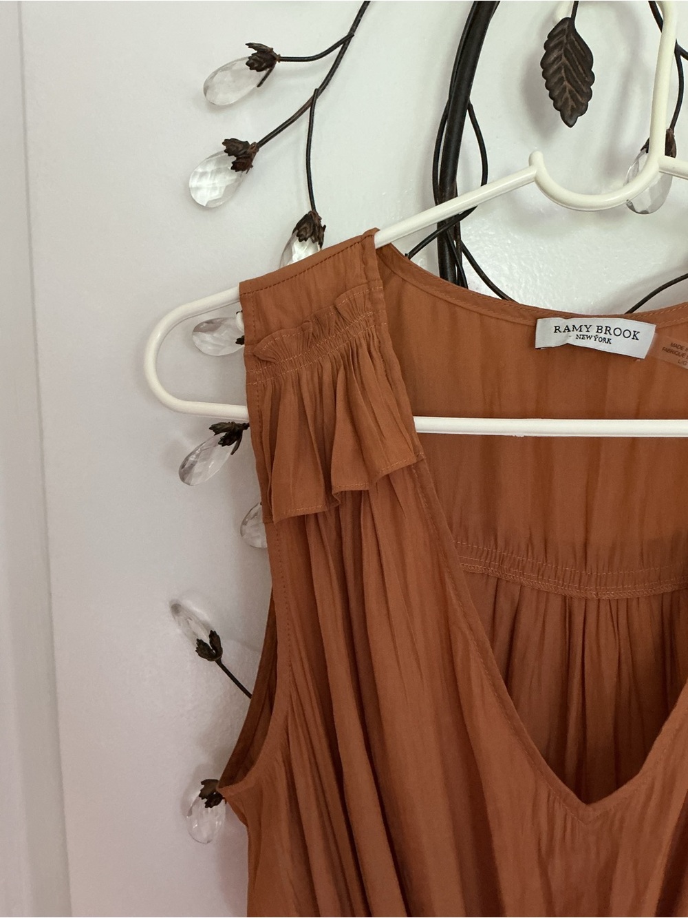 Ramy Brook Rust Lace-Hem Sleeveless Top - Picture 3 of 9